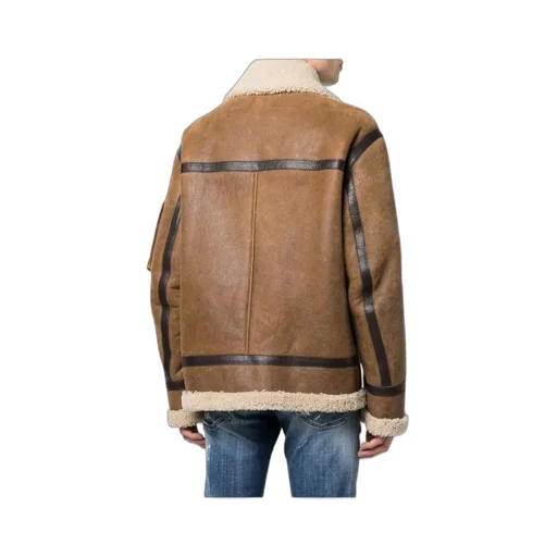 Shearling-Trimmed Biker Jacket