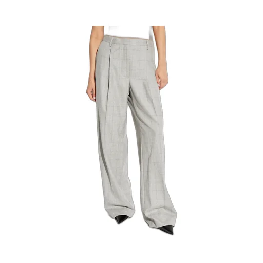 Checked Pleated Trousers