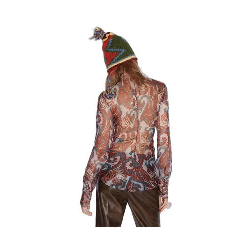 Sheer Paisley-Printed Long-Sleeved Shirt