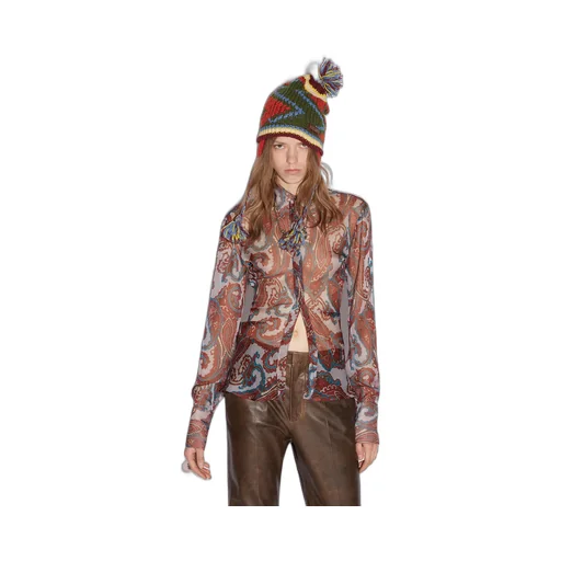 Sheer Paisley-Printed Long-Sleeved Shirt