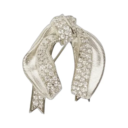 Bow Brooch With Rhinestones