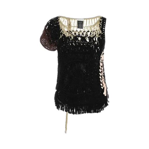 Draped Crochet Asymmetric Knit Top