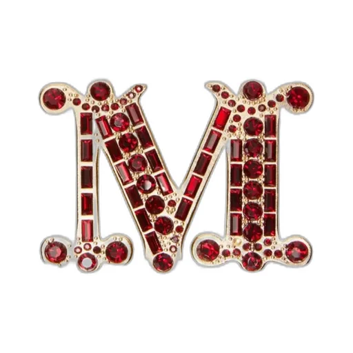Crystal-Adorned Monogram Brooch