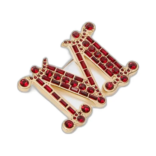 Crystal-Adorned Monogram Brooch