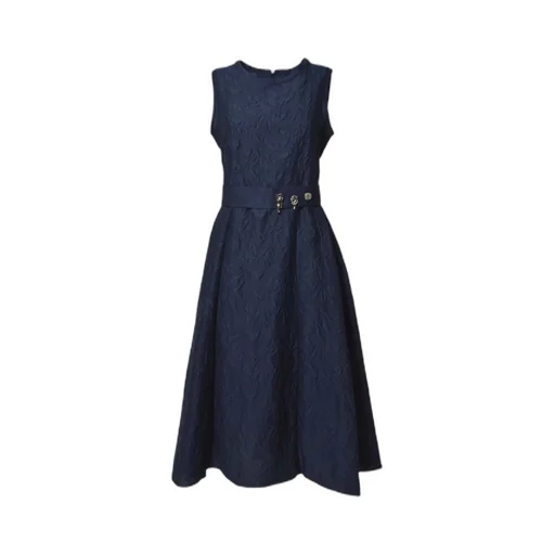 Floral-Embroidered Sleeveless Midi Dress