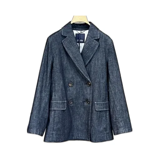 Double-Breasted Denim Blazer