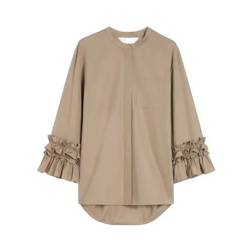 Flared Washed Poplin Shirt