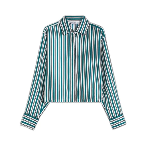 Printed Silk Cropped Shirt