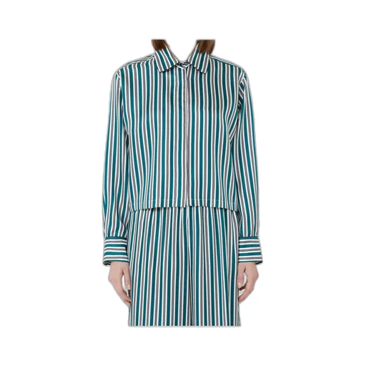 Printed Silk Cropped Shirt