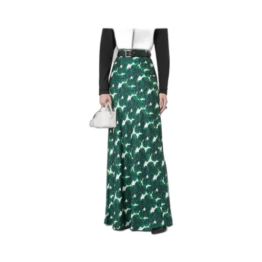 Long Printed Silk Skirt