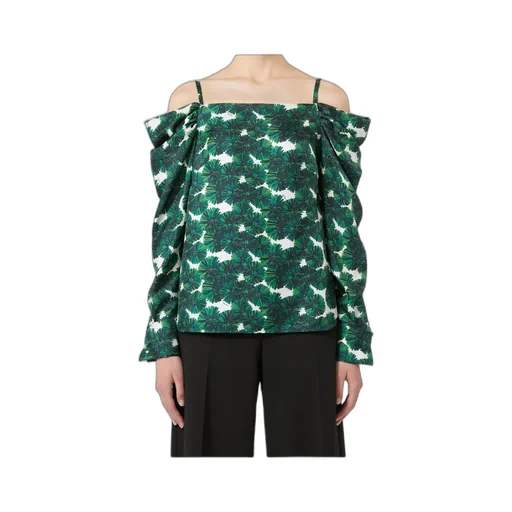Printed Silk Off-The-Shoulder Blouse