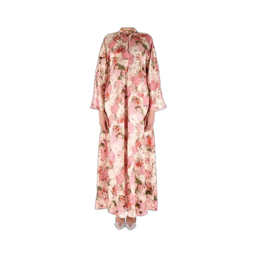All-Over Floral Printed Long-Sleeved Dress