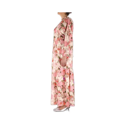 All-Over Floral Printed Long-Sleeved Dress