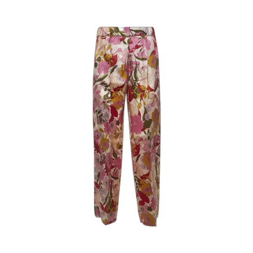 Floral Patterned Pleat Detailed Trousers