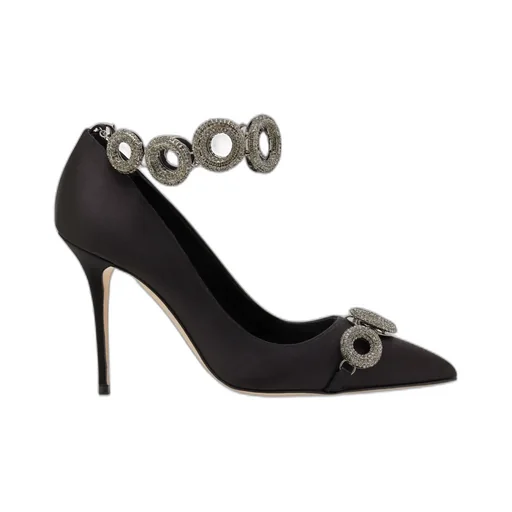 Satin Embellished Pointed Heels