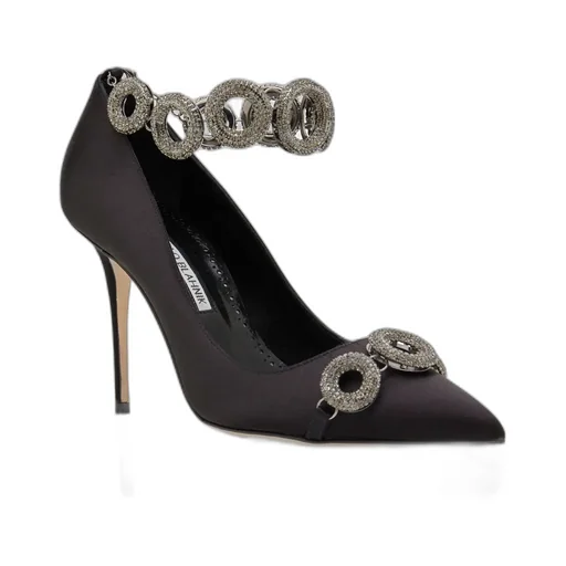 Satin Embellished Pointed Heels