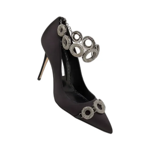 Satin Embellished Pointed Heels