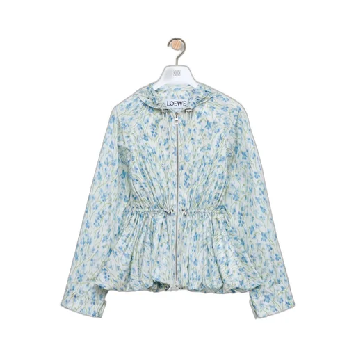 Allover Floral Printed Hooded Jacket
