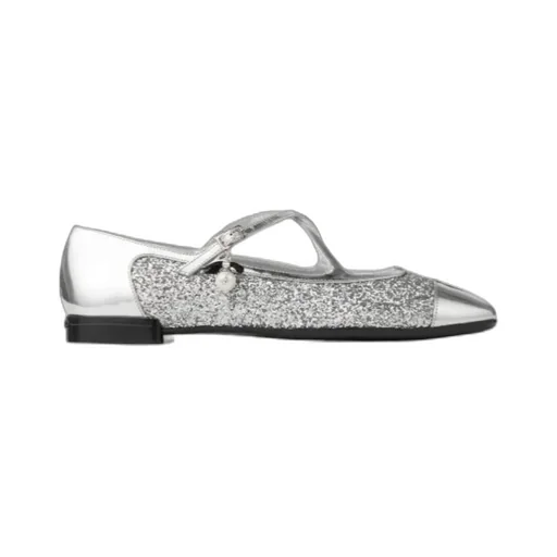 Eleri Glitter-Leather Ballet Flats