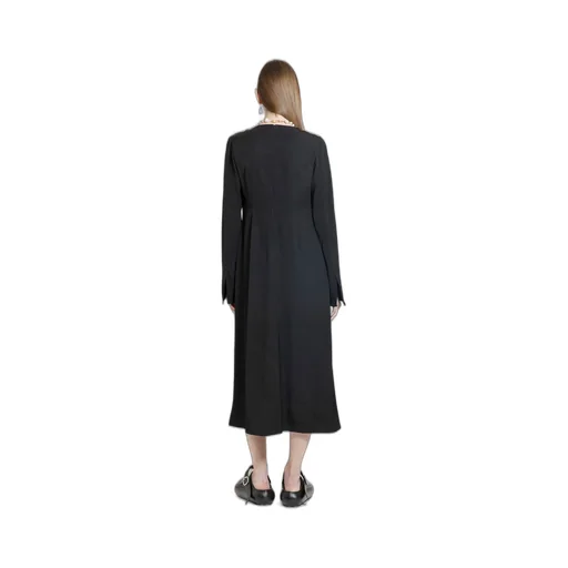 V-Neck Long-Sleeved Midi Dress