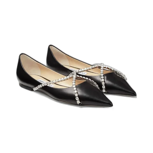 Diamond-Trimmed Button-Down Flats