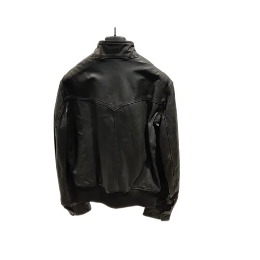 Long-Sleeved Leather Jacket