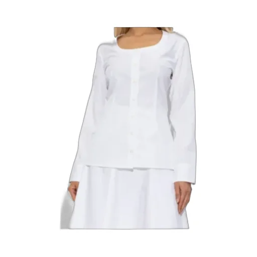 Button-Front Long-Sleeve Blouse
