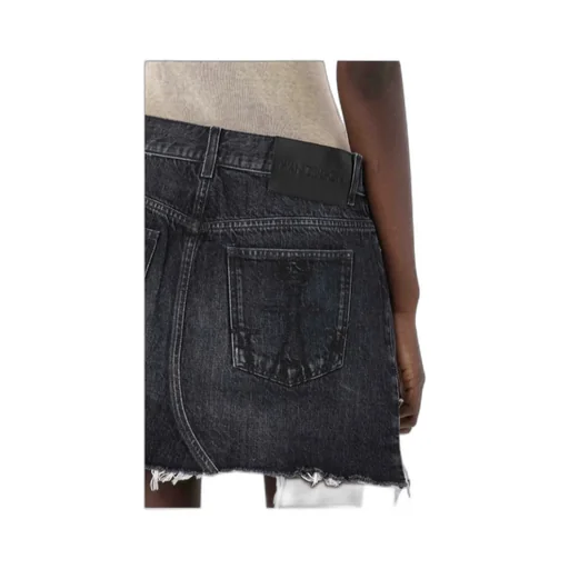 Distressed Denim-Trim Mini Dress