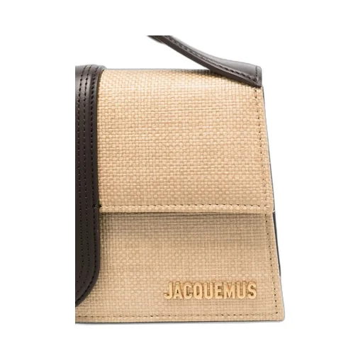 Logo Plaque Woven Top Handle Bag