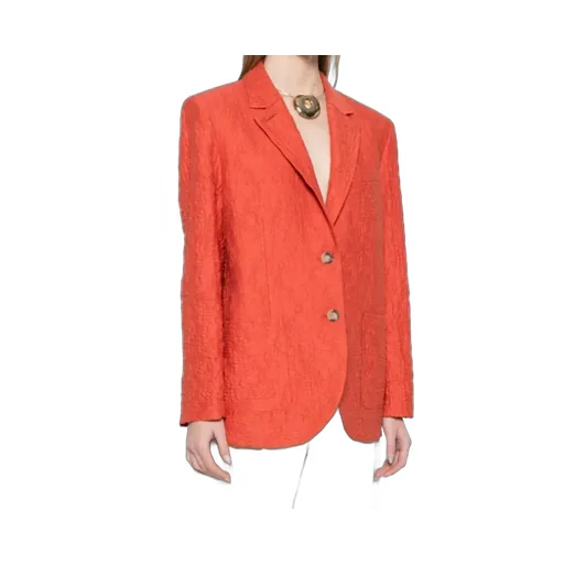 Crinkled Shoulder-Pads Blazer