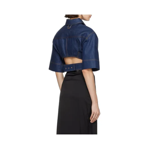 Tonal Stitched Denim Top