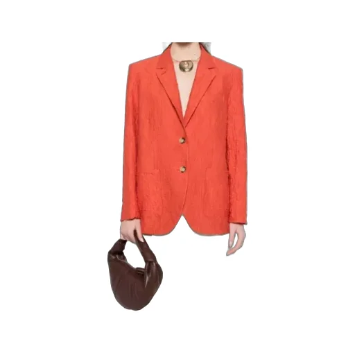 Crinkled Shoulder-Pads Blazer