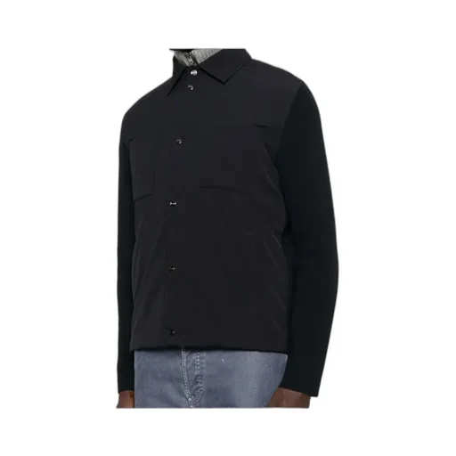 Knitted-Sleeve Buttoned Jacket