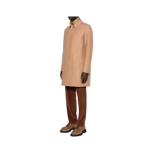 Button-Fastening Wool-Blend Coat