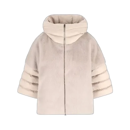 Quilted-Panel Faux-Fur Jacket