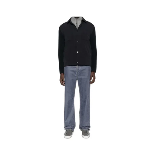 Knitted-Sleeve Buttoned Jacket