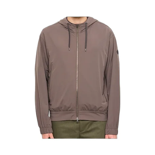 Logo Patch Zip-Up Drawstring Hoodie