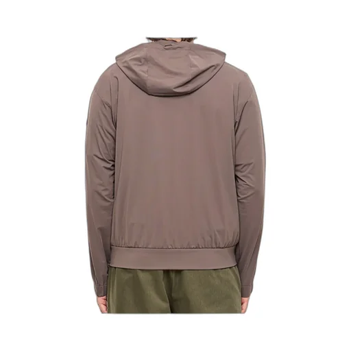 Logo Patch Zip-Up Drawstring Hoodie