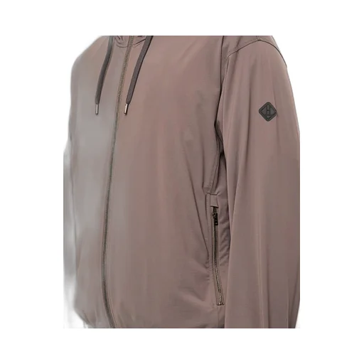 Logo Patch Zip-Up Drawstring Hoodie