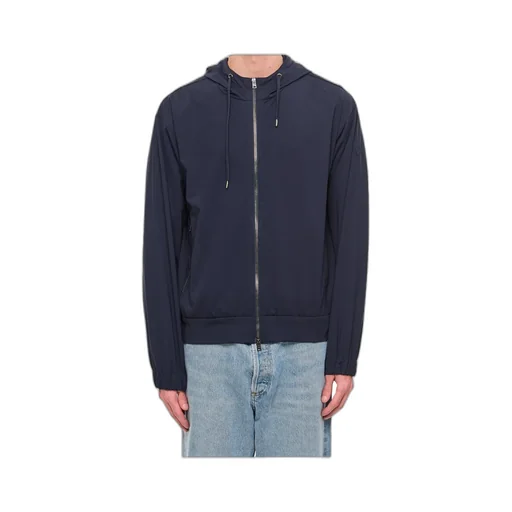 Logo Patch Zip-Up Drawstring Hoodie