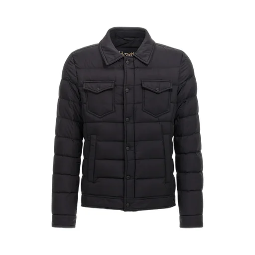 Snap-Buttoned Quilted Down Jacket