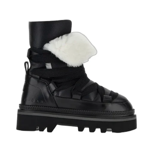 Faux-Fur Lace-Up Ankle Boots