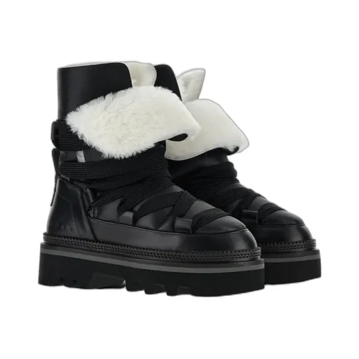 Faux-Fur Lace-Up Ankle Boots