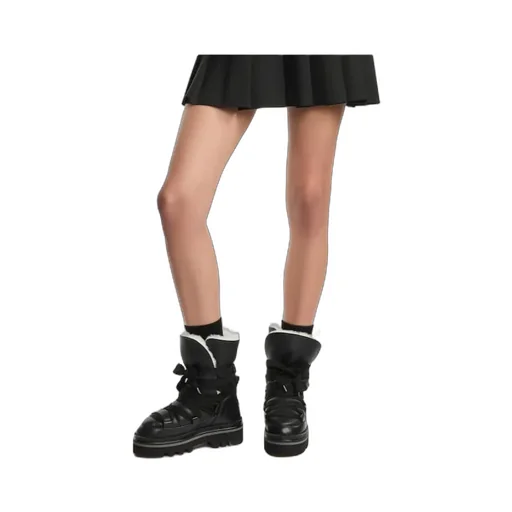Faux-Fur Lace-Up Ankle Boots