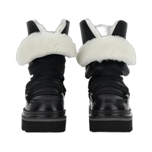Faux-Fur Lace-Up Ankle Boots