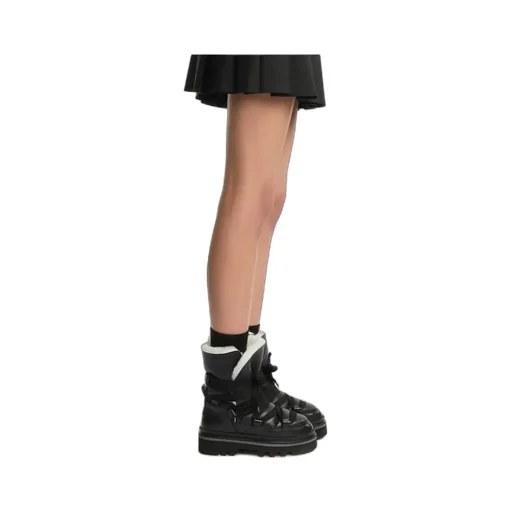 Faux-Fur Lace-Up Ankle Boots