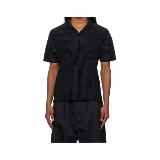 Short-Sleeved Pleated Polo Shirt