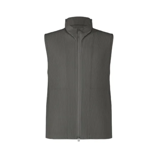 Pleated Zip-Front Vest