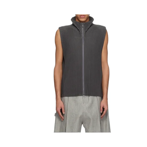 Pleated Zip-Front Vest