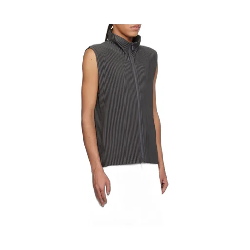 Pleated Zip-Front Vest